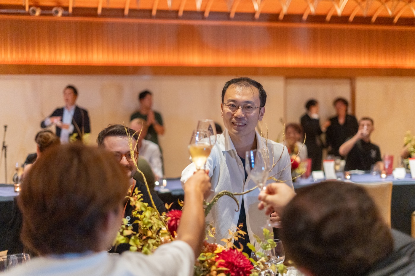 Champagne toast at the speakers dinner